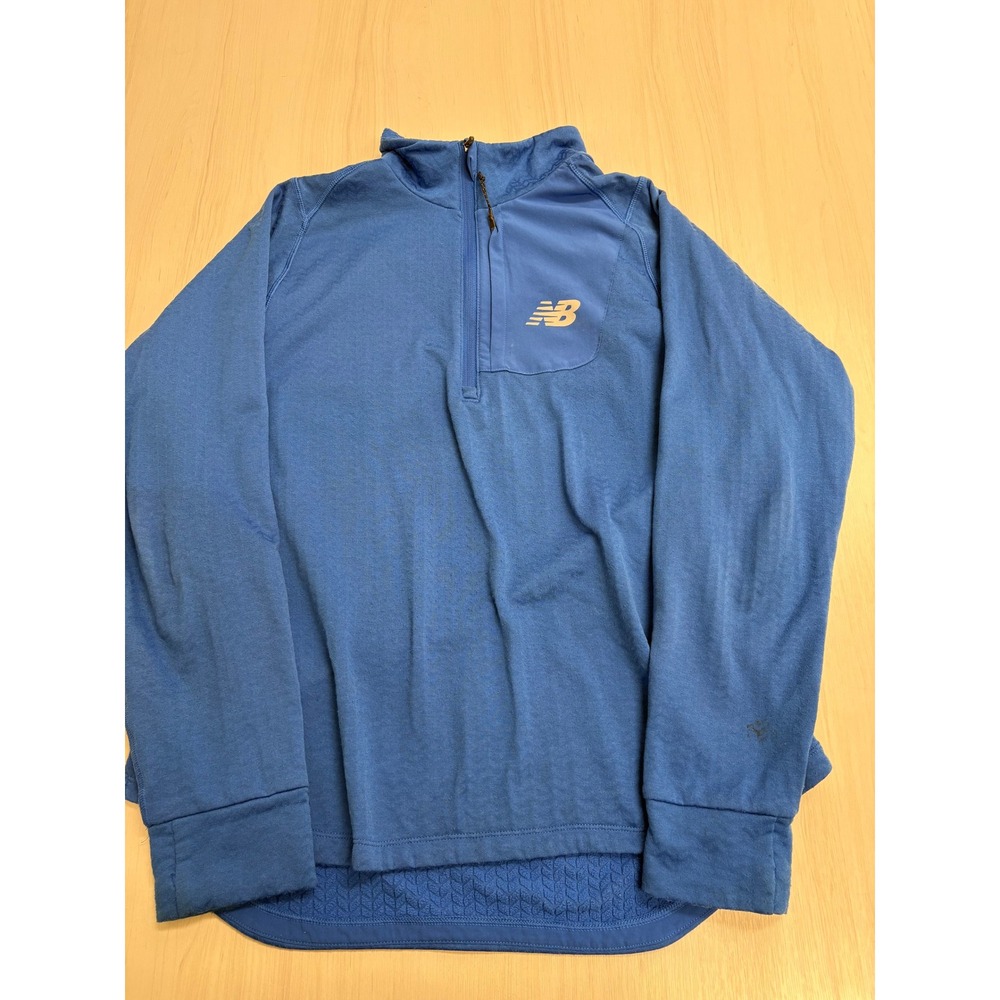 New Balance Running NB Heat 1/4 Zip Pullover Blue Men's Medium Fleece Stretch